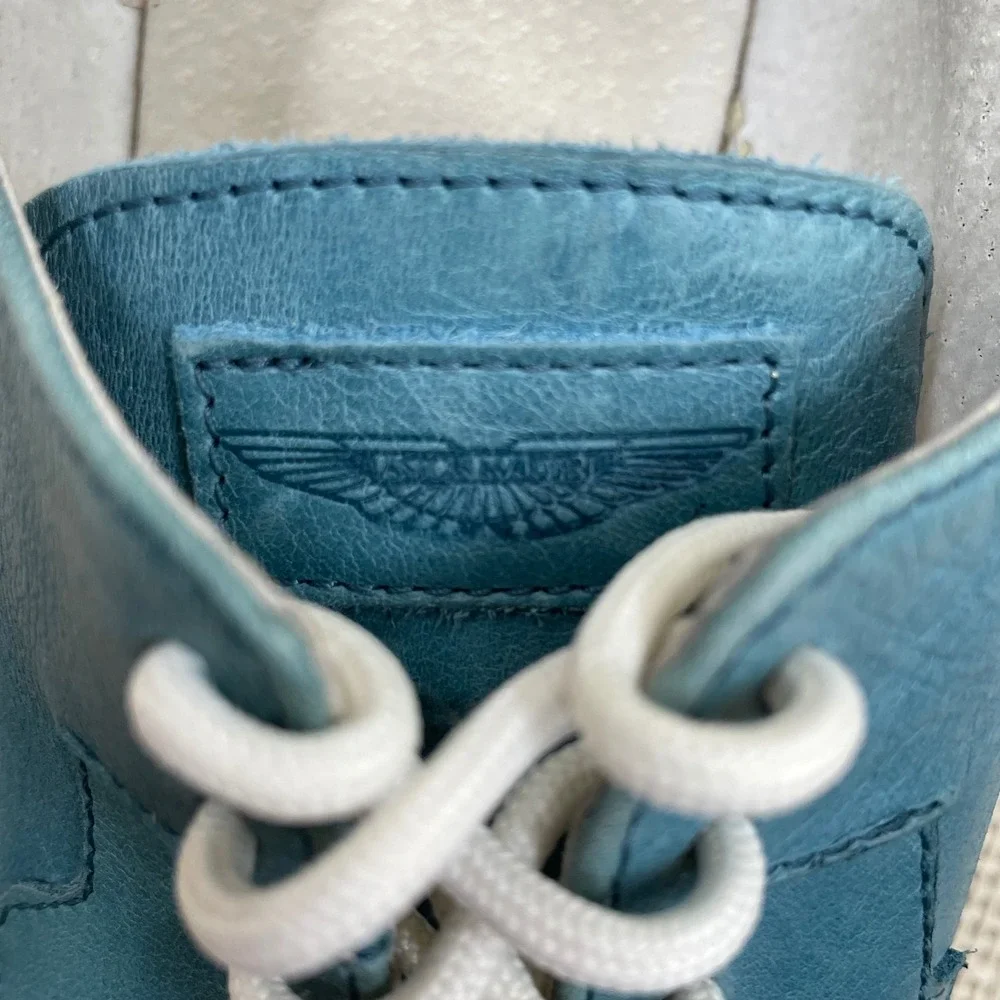 Aston Martin Wing Logo Leather Lace Up Oxford Shoes Teal Blue‎ Mens Sz 42 US 9.5